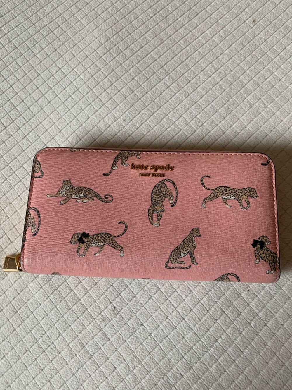 Kate Spade Morgan pink leopard leather wallet